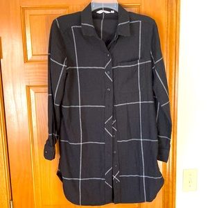 Athleta black Trail to Town flannel tunic shirt dress, sz S